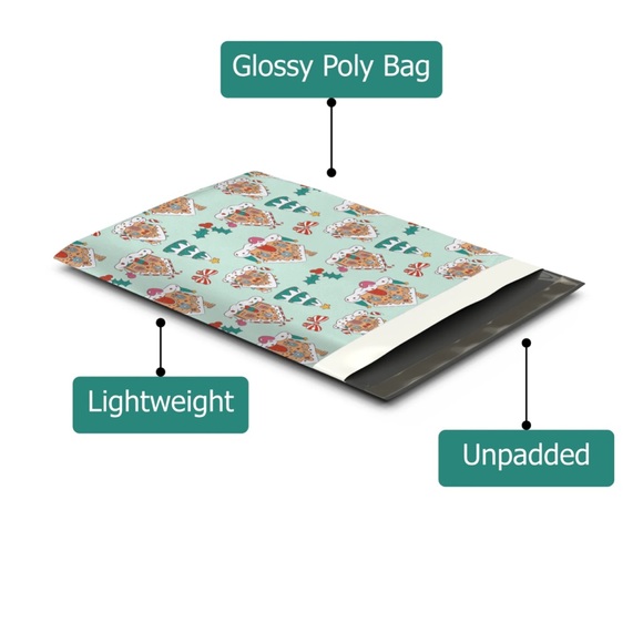 🏠 20 GINGERBREAD HOUSE Poly Mailers 10 x 13 inch - Picture 3 of 6